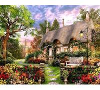 ABEUTY DIY Paint by Numbers for Adults Beginner,Garden Cottage Tree Flower Plant 16x20 inches Number Painting Wall Decor Handicrafts (Wooden Framed)