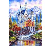 ABEUTY DIY Paint by Numbers for Adults Beginner - Snow Mountain Castle 16x20 inches Number Painting (Wooden Framed)