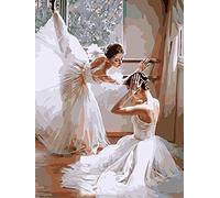 ABEUTY DIY Paint by Numbers for Adults Beginner - Two Ballet Dancers 16x20 inches Number Painting Anti Stress Toys (No Frame)
