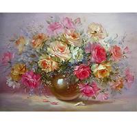 ABEUTY DIY Paint by Numbers for Adults Children, Colorful Flowers & Bottle 16x20 inches Number Painting Art Therapy