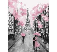 ABEUTY DIY Paint by Numbers for Adults Children, France Paris Eiffel Tower & Pink Tower Romantic 16x20 inches Number Painting Art Therapy