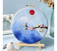 ABEUTY Needle Felting Kits for Beginners Adults, Mountains Cherry Blossoms DIY Wool Felt Painting Starter Kit with Embroidery Hoop and Tools for Home Decor (Mountain)