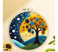 ABEUTY Needle Felting Kits for Beginners Adults, Starry Sky Tree DIY Wool Felt Painting Starter Kit with Embroidery Hoop and Tools for Home Decor (Tree)