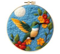 ABEUTY Needle Felting Kits Picture for Beginners Adults, Bird Flowers Moonlit Night DIY Wool Felt Painting Starter Kit with Embroidery Hoop and Tools for Home Decor (Bird)
