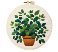 ABEUTY Needle Felting Kits Picture for Beginners Adults, Green Plants Potted Plant DIY Wool Felt Painting Starter Kit with Embroidery Hoop and Tools for Home Decor (Plants)