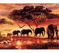 ABEUTY Paint by Numbers for Adults & Kids,Elefant Tier Dämmerung 16 * 20 inch on Canvas with Paintbrushes and Acrylic Pigment for Christmas Valentine's Day Gift