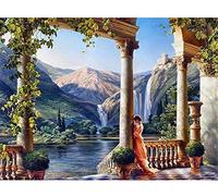 ABEUTY Paint by Numbers Kits Ancient Greece Goddess Waterfall Mountain Without Frame, DIY Number Painting Canvas Wall Art 40x50cm (No Frame, Mountain)