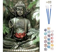 ABEUTY Paint by Numbers Kits Buddha Statue Green Plants Without Frame, DIY Number Painting Canvas Wall Art 40x50cm (No Frame, Buddha)