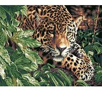 ABEUTY Paint by Numbers Kits Leopard Forest Kneeling Animal with Frame, DIY Number Painting Canvas Wall Art 40x50cm (Wooden Framed, Leopard)