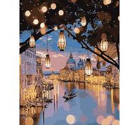 ABEUTY Paint by Numbers Kits Night Venice Without Frame, DIY Number Painting Canvas Wall Art 40x50cm (No Frame, Night Venice)