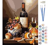ABEUTY Paint by Numbers Kits Red Wine Fruits with Frame, DIY Number Painting Canvas Wall Art 40x50cm (Wooden Framed, Red Wine)