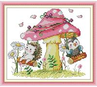 ABEUTY Printed Cross Stitch Kits for Adults Birds Animal Flower DIY 14 CT Embroidery Sewing Starter Kit Stamped or Unstamped Needlework Home Decor (Stamped, Owl)