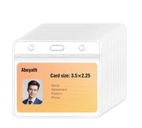 Abeyath 50 Pack Extra Thick ID Card Name Badge Holder Heavy Duty Waterproof Clear Plastic PVC Horizontal Sleeve Pocket Resealable