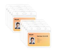 Abeyath10 Pack Extra Thick ID Card Name Badge Holder Heavy Duty Waterproof Clear Plastic PVC Horizontal Sleeve Pocket Resealable
