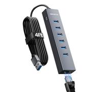 ABFCRTTW 4FT USB to Ethernet Adapter, 7-in-1 USB Hub 3.0 Multiport Adapter with Ethernet 1Gbps & 6 USB 3.0 Port, USB Ethernet Adapter for Desktop, Laptop, MacBook, XPS Windows