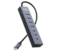 ABFCRTTW USB C to USB Hub Multiport Adapter, Aluminium 7-Port USB C Hub Multiport Adapter, USB C Splitter for Thunderbolt, MacBook Pro/Air, Laptop, iPad, iMac, U Flash, PSSD, Keyboard, Mouse