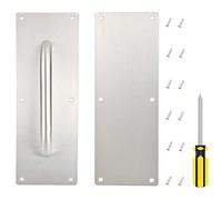 Abgream 304 Stainless Steel Door Handle - 1 Set Pull and Push Plate Door Handle with Screws and Screwdriver Suitable for Wooden or Composite Door (11.8’’ x 3.8’’) (Style A)
