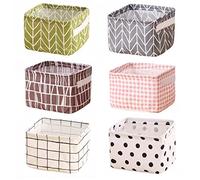 Abgream Foldable Storage Basket - Set of 6 Small Collapsible Canvas Containers Organizers with Handle for Home Decor or Storing Toys, Keys, Sundries, Little Crafts. (Style C)