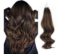 ABH AmazingBeauty Hair 22 Inch Microlink Hair Extensions Human Hair Micro Loop Human Hair Extensions Balayage Darkest Brown to Chestnut Brown #2/6/2 Micro Beads Hair Extensions 50G 50S