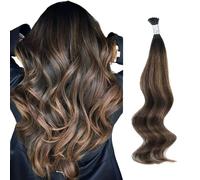 ABH AmazingBeauty Hair Keratin I Tip Human Hair Extensions 50 Grams #2/6/2 Darkest Brown with Chestnut Brown Balayage Medium Pre Bonded Real Human Hair I Tips Extensions For Women 50Strands 18 Inch