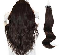 ABH AMAZINGBEAUTY HAIR Micro Loop Hair Extensions Darkest Brown Micro Ring Hair Extensions Human Hair Brown Real Hair Extensions Microbeads Hair Extensions with Fish Wire 20 Inch 1G Per Strand 50G
