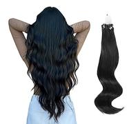 ABH AmazingBeauty Hair Micro Loop Hair Extensions Human Hair Black Micro Ring Hair Extensions Remy Human Hair #1 Jet Black Micro Beads Pre Bonded Hair Extensions Straight 50g 50strands 22 Inch