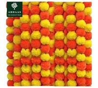 Abhaas 10Pcs Artificial Marigold Garland For Decoration Pooja Room Toran Indian Genda Phool For Wedding & Festivals Diwali Pongal (Orange+Yellow) /4.7 Feet/Set Of 10 Strings, 147 cm, 147 Cm