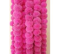 ABHAAS Artificial Marigold Fluffy Flowers for Pooja Room Toran, Wedding Festivals, Diwali Pongal - 4.7 Feet/Set of 5 Mala (Pink)