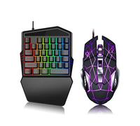 ABHI One-Handed RGB Gaming Keyboard and Backlit Mouse Combo, 35 Keys Mini Gaming Keypad with Wrist Rest Support, 6400 DPI Mechanical Mouse, Plug Play USB Wired Game Controller for PC Gamer