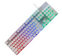 ABHI Punk Gaming Keyboards Mechanical with Colorful Backlit Effect Retro Wired Keyboard for iOS Android Windows PS4 Xbox 104 Keys Floating Round Keycaps Computer PC Gamer Keyboard - White