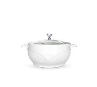 ABHOME Ceramic Soup Tureen with Glass Lid Porcelain Serving Tureen Soup for Restaurant Home Kitchen Decoration Cute Ceramic Covered Tureens for Soup, White Porcelain (7.48 in)