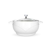 ABHOME Ceramic Soup Tureen with Glass Lid Porcelain Serving Tureen Soup for Restaurant Home Kitchen Decoration Cute Ceramic Covered Tureens for Soup, White Porcelain (8.58 in)…