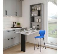 Abi Wall Mounted Drop Leaf Table With Storage In Concrete And Black Ideal For Small Spaces