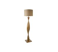 Abia Floor Lamp Oak Effect Resin Natural Linen Shade Netlighting Brown One Size