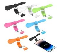 Abibiocy 6Pcs Phone Fan 2 in 1 Micro USB & Type-C Cell Phone Fan TPE Quiet Mini with Strong Motor Detachable 5V-1A Portable for Indoor Outdoor, 6 ColorsFan