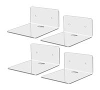 Abibiocy Acrylic Shelves 4Pcs 4x3.9x1.9 Acrylic Wall Shelf Clear Shelf for Small Items Storage & Display Floating Shelves for Living Room Bathroom Floating