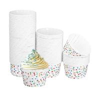 Abibiocy Cake Cups Disposables Paper Baking Cupcake Cases Dessert Cups Rainbow Polka Dot Ice Cream Bowls 100PCS Dessert