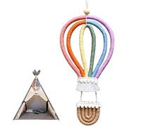 Abibiocy Nursery Decoration Rainbow Macrame Wall Hanging Woven Hot Air Balloon Wall Decor for Kids Girls Room Decor Nursery Room
