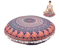 Abibiocy Pouf Cover 31.5 Inch Mandala Meditation Cushion Cover Comfortable Round Floor Cushion Seat Covers for Meditation Yoga Prayer ONLY NO Insert