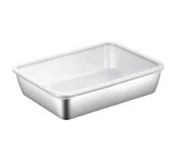 Abibiocy Stainless Steel Baking Pan with Lid Rectangle Cake Pan Heavy Duty Roasting Dishwasher Safe Food Storage Box Deli Containers Lasagna 9.8x7.9x2.2 InchSteel