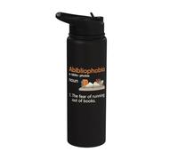 Abibliophobia Definition Reading Nerd Book Lovers Geek Stainless Steel Insulated Water Bottle