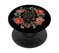 Abide In Me Christian John 15:4 Bible Verse Faith Floral PopSockets Adhesive PopGrip