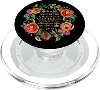 Abide In Me Christian John 15:4 Bible Verse Faith Floral PopSockets PopGrip for MagSafe