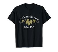 Abide in The Vine Elegant Botanical Scripture Graphic Value Graphic T-Shirt, Men, Black, L