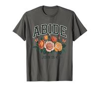 Abide John 15:4 Bible Verse Christian Floral Faith Scripture T-Shirt