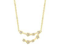 ABIEDFSQE Clear Zircon Constellation Necklace Women Capricorn Libra Aries Leo Virgo Taurus Stainless Steel Horoscope Zodiac Necklaces Gift
