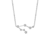 ABIEDFSQE Clear Zircon Constellation Necklace Women Capricorn Libra Aries Leo Virgo Taurus Stainless Steel Horoscope Zodiac Necklaces Gift