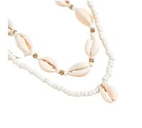 ABIEDFSQE Double Layer Beach Seashell Choker Necklaces Bohemian Natural Shell Short Collar For Women Rope Chain Choker Accessories