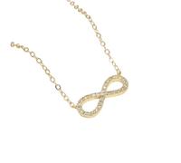 ABIEDFSQE Fashion Simple Stainless Steel Infinity Pendant Necklace for Women Classic Lucky Zircon Love You Forever Jewelry Birthday Gift