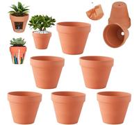 Abiemuce Pack of 6 12 x 10 cm Clay Pots Small with Drain Hole, DIY Clay Pots Small for Crafts Reusable Terracotta Pot for Plants for Home and Office - Clay Pot Flower Pot